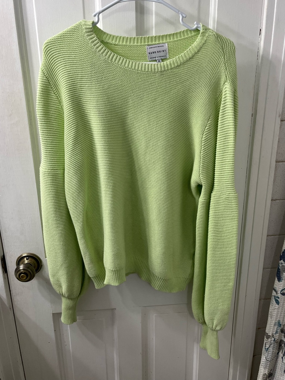 Sabo Skirt Oversized Knit Crewneck Sweater Lime Green Size M